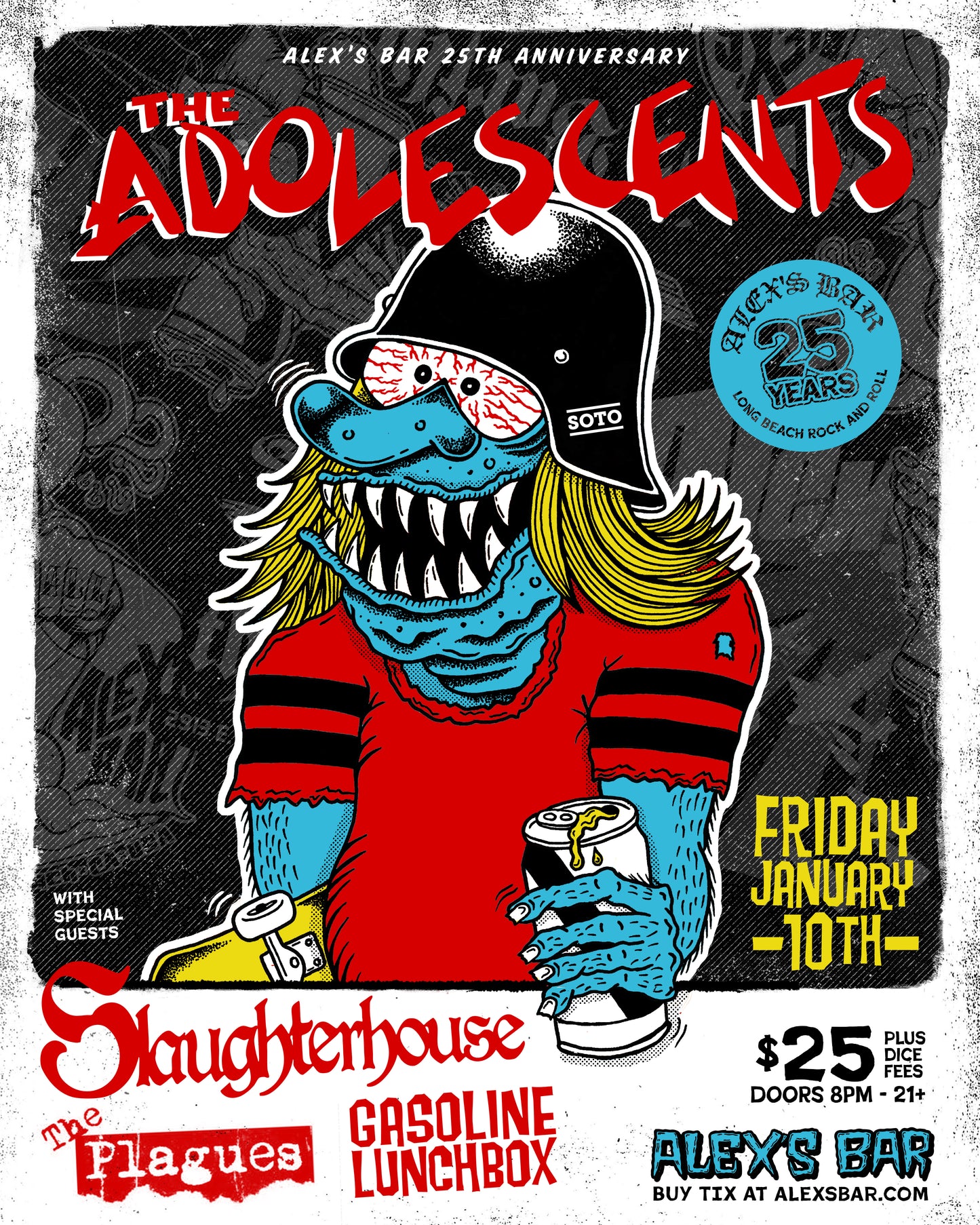 The Adolescents - Alex's Bar 25 Year Anniversary Poster